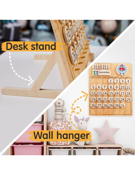 Conjunto de Juguetes Montessori Panda Brothers - Tablero y Calendario de Madera