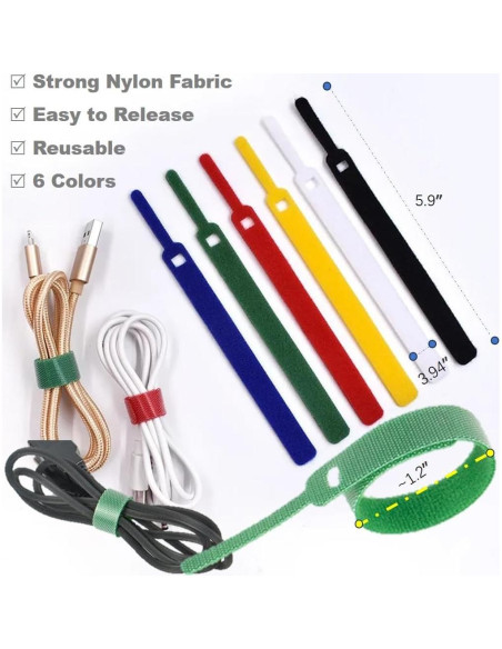 150 Bridas Reutilizables QUALIALL 14.99 cm Nylon Multicolor