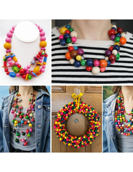 Perlas de Madera Coloridas 16mm 400PCS Cadikez para Manualidades