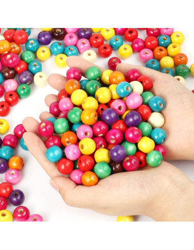 Perlas de Madera Coloridas 16mm 400PCS Cadikez para Manualidades