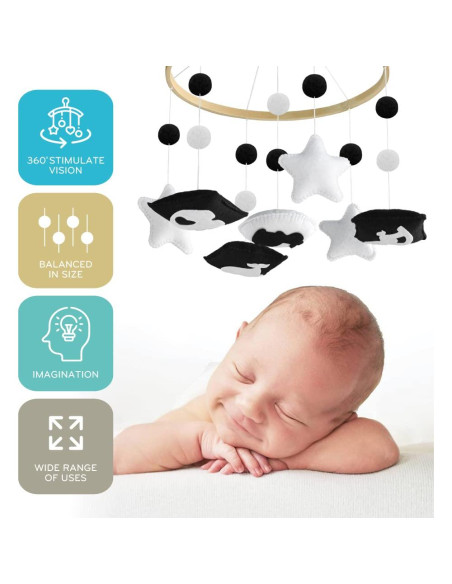 Móvil Montessori para cuna TINITIGIES - Estimulación visual 34x16cm Móvil Montessori para cuna TINITIGIES - Estimulación visual 34x16cm