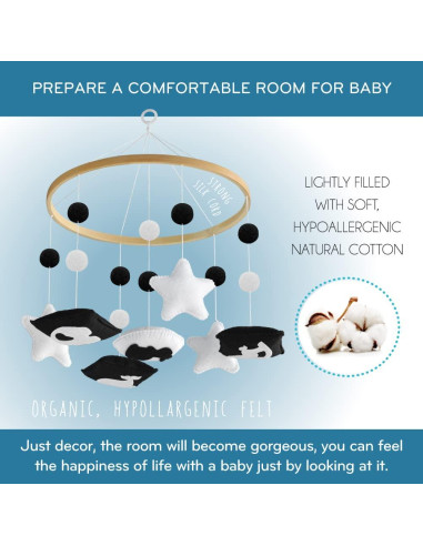 Móvil Montessori para cuna TINITIGIES - Estimulación visual 34x16cm