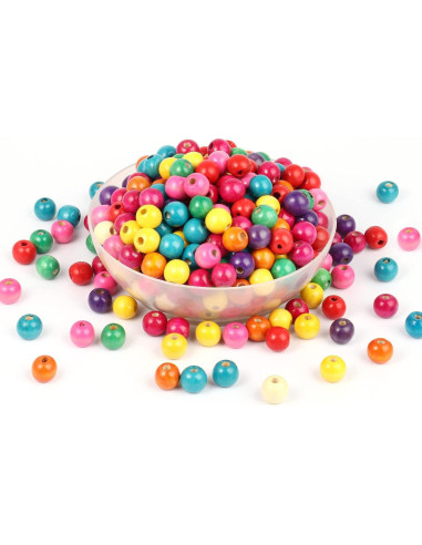 Perlas de Madera Coloridas 16mm 400PCS Cadikez para Manualidades