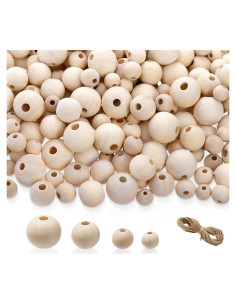 Foraineam Set 1200 Perlas de Madera Redondas 10-20mm DIY