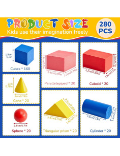 Bloques Geométricos 3D Hiboom 280 Piezas Madera Coloridos 2