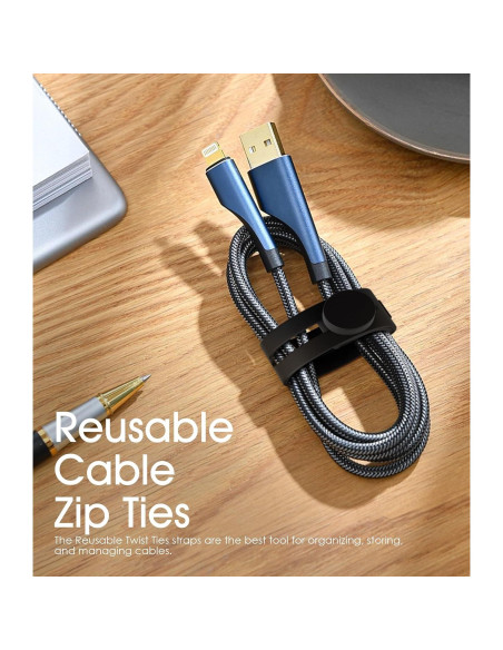 40 Bridas de Cable Nearockle Silicona Ajustables Blancas y Negras