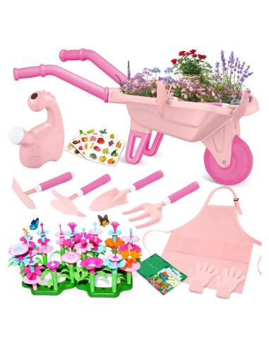Conjunto de Jardinería para Niños Qtioucp 16 Piezas Rosa