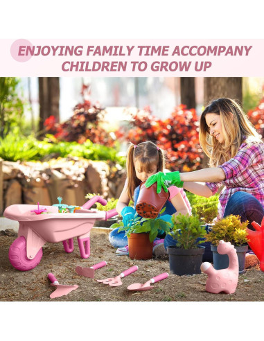 Conjunto de Jardinería para Niños Qtioucp 16 Piezas Rosa
