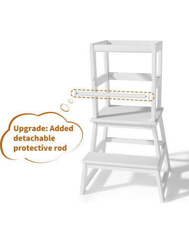 Escalera de cocina Montessori Joylico para niños - Madera blanca
