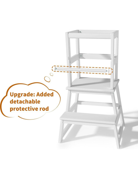 Escalera de cocina Montessori Joylico para niños - Madera blanca