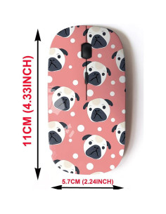 Ratón Inalámbrico 2.4G CJCBROES Pug Bonito USB 2