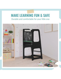 Torre de Aprendizaje Dream On Me Negra - Madera de Pino, 3 Alturas 2