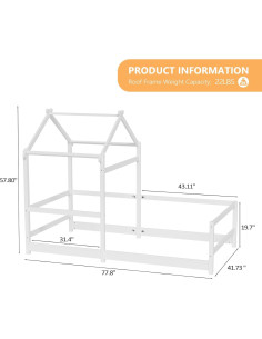 Cama de Piso Twin JOYMOR Montessori con Semi Barandilla Blanca 2