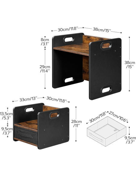 Conjunto de Mesa y Silla HOOBRO para Niños 1-3 Años Marrón Rústico