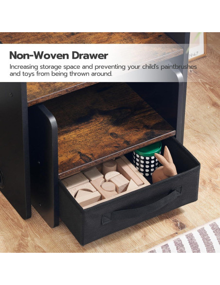 Conjunto de Mesa y Silla HOOBRO para Niños 1-3 Años Marrón Rústico