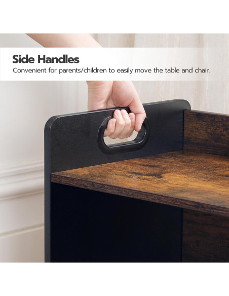 Conjunto de Mesa y Silla HOOBRO para Niños 1-3 Años Marrón Rústico