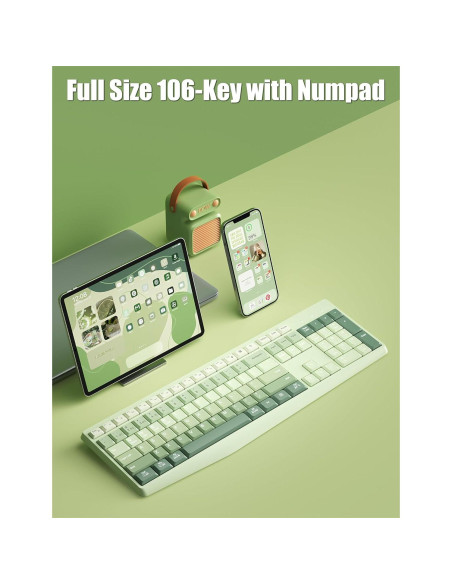 Teclado Inalámbrico TISHLED K161D 106 Teclas Verde Matcha Teclado Inalámbrico TISHLED K161D 106 Teclas Verde Matcha
