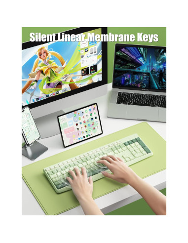 Teclado Inalámbrico TISHLED K161D 106 Teclas Verde Matcha