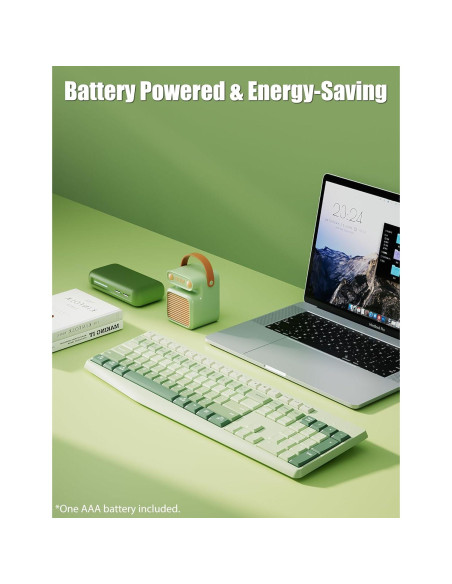 Teclado Inalámbrico TISHLED K161D 106 Teclas Verde Matcha Teclado Inalámbrico TISHLED K161D 106 Teclas Verde Matcha