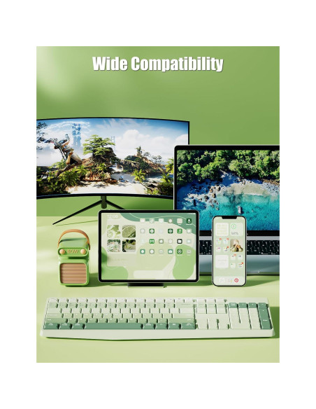 Teclado Inalámbrico TISHLED K161D 106 Teclas Verde Matcha Teclado Inalámbrico TISHLED K161D 106 Teclas Verde Matcha