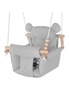 Columpio para Bebés Happypie de Madera y Lona Gris 0-3 Años