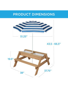 Mesa de Picnic 3-en-1 Mejor Opción Productos para Niños - Marino 2