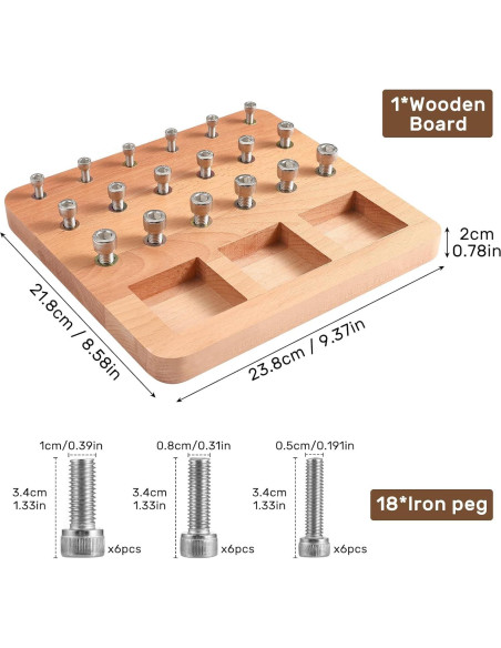 Tablero de Clavos de Madera Triceratops 18 Agujeros Terapia
