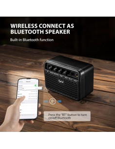 Mini Amplificador de Guitarra Portátil 5W S3 Bluetooth Negro 2