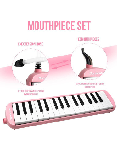 Melodica Soulmate 32 Teclas Rosa para Niños y Principiantes