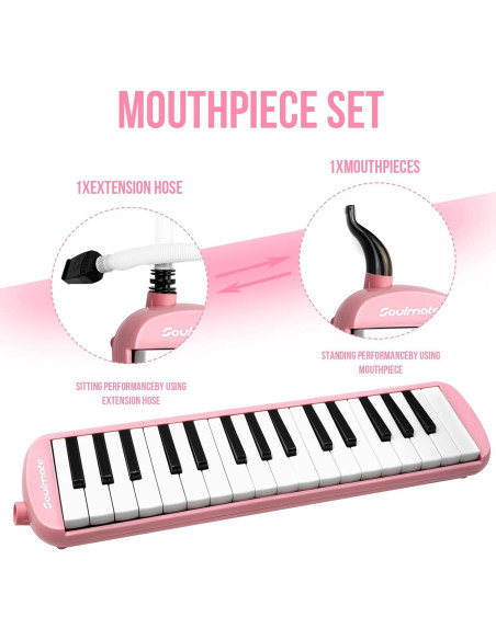 Melodica Soulmate 32 Teclas Rosa para Niños y Principiantes