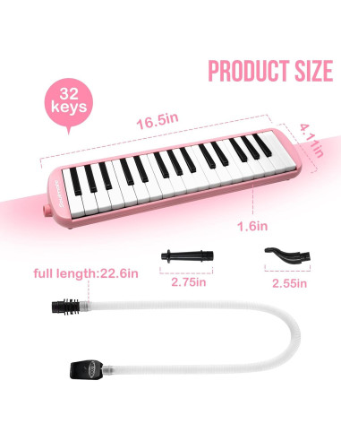 Melodica Soulmate 32 Teclas Rosa para Niños y Principiantes