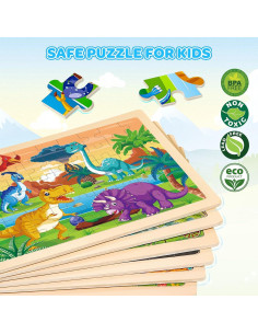 Paquete de 6 Rompecabezas de Madera LACCHOUFEE para Niños 3-5 Años 2