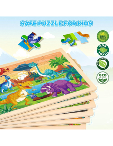 Paquete de 6 Rompecabezas de Madera LACCHOUFEE para Niños 3-5 Años Paquete de 6 Rompecabezas de Madera LACCHOUFEE para Niños 3-5 Años