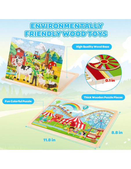 Paquete de 6 Rompecabezas de Madera LACCHOUFEE para Niños 3-5 Años Paquete de 6 Rompecabezas de Madera LACCHOUFEE para Niños 3-5 Años