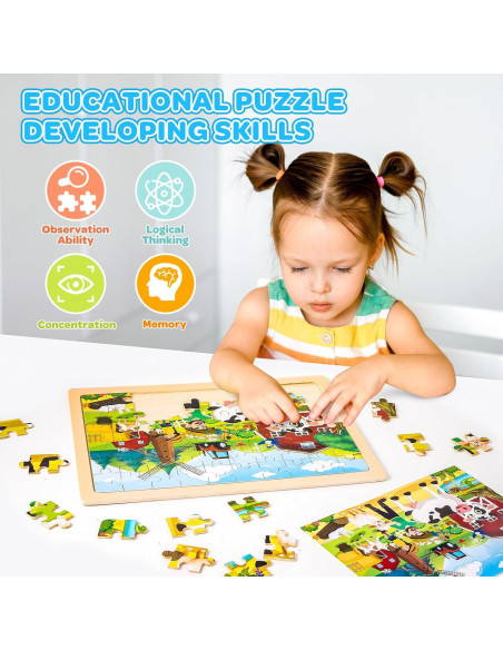 Paquete de 6 Rompecabezas de Madera LACCHOUFEE para Niños 3-5 Años Paquete de 6 Rompecabezas de Madera LACCHOUFEE para Niños 3-5 Años