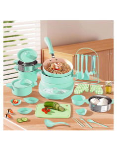 Juego de Cocina Real para Niños Cicicooie Verde 28 Piezas