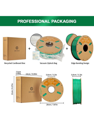 Filamento ABS ERYONE 1.75mm verde 1kg para impresión 3D