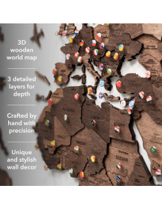 Mapa Mundial de Madera 3D EnjoyTheWood 2XL Nuez Oscura 2