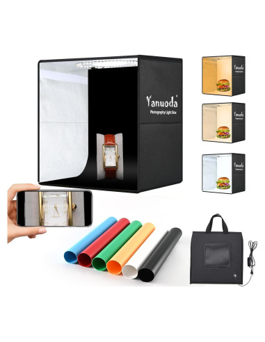 Caja de Luz Portátil Yanuoda 30x30cm con 120 LEDs y 6 Fondos