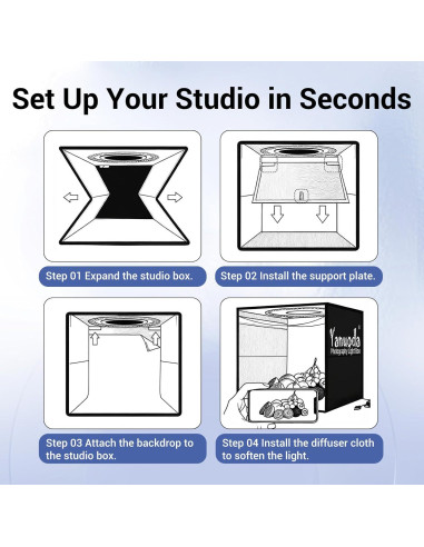 Caja de Luz Portátil Yanuoda 30x30cm con 120 LEDs y 6 Fondos