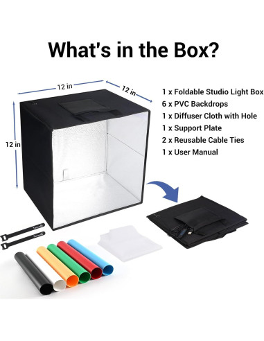 Caja de Luz Portátil Yanuoda 30x30cm con 120 LEDs y 6 Fondos