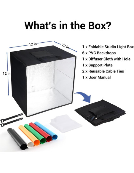 Caja de Luz Portátil Yanuoda 30x30cm con 120 LEDs y 6 Fondos