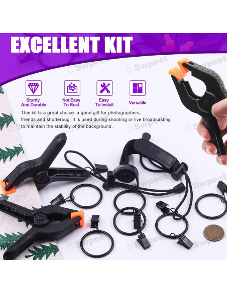 Kit de Clips de Fondo de Fotografía Swpeet 22 Piezas