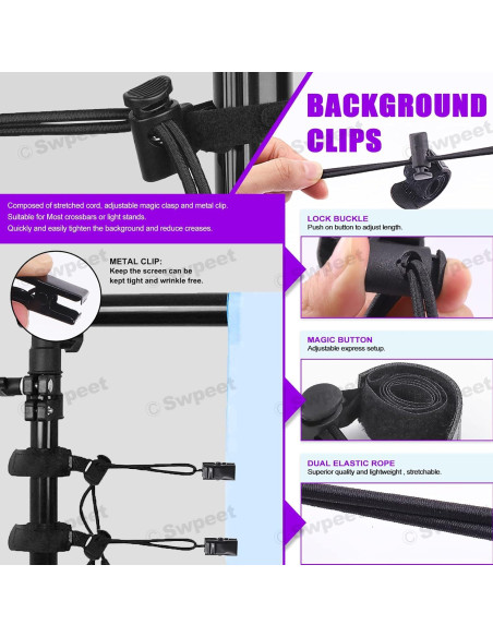 Kit de Clips de Fondo de Fotografía Swpeet 22 Piezas