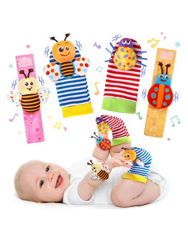 Conjunto de calcetines y sonajeros PADONISE para bebés 0-12 meses