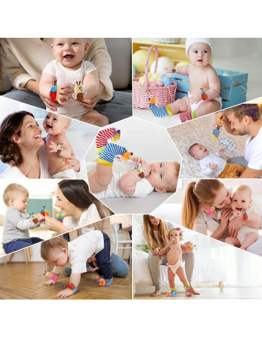 Conjunto de calcetines y sonajeros PADONISE para bebés 0-12 meses