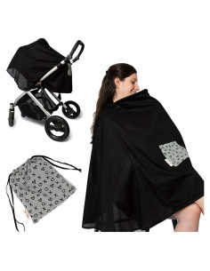 Poncho de Lactancia Milky Chic - Cobertura 360 Algodón Negro