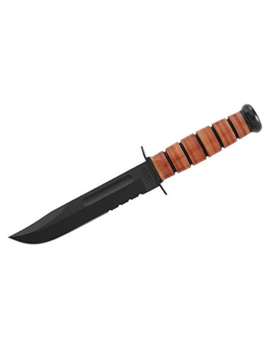 Cuchillo KA-BAR USMC Filo Serrado 17.78 cm Marrón