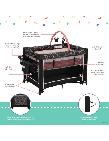 Parque Infantil 2-en-1 Disney Baby Minnie Mouse Cuna Rockera