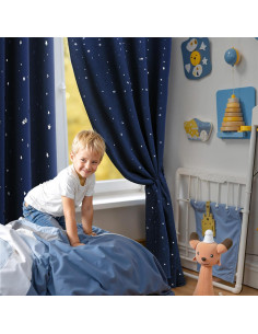 Cortinas Opacas BGment para Niños Estrellas 106.68x160.02cm Azul Marino 2